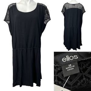Ellos black short sleeve elastic waist dress plus size 28